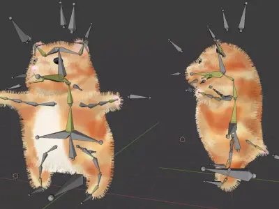 Hamster Bear Rigged Animal Character Game Ready Low-poly 3D model