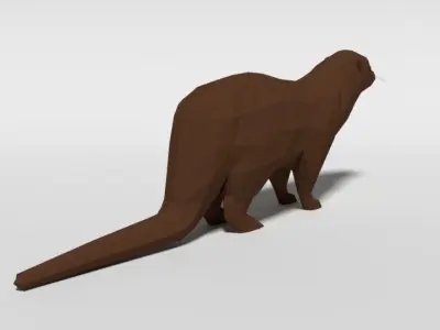 Low Poly Cartoon Otter Low-poly 3D model
