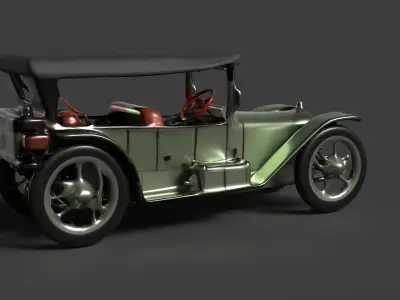 Green vintage  car figure  Low-poly 3D model