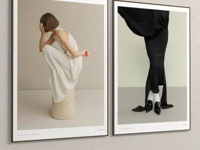 Plaster Two Photo Frame E-23 Low-poly 3D model