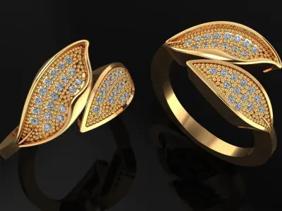 Women ring 63 leaf shape diamond ring for women 3D print model