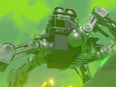 Five wheeler in dangerous radioactive surrounding Free low-poly 3D model