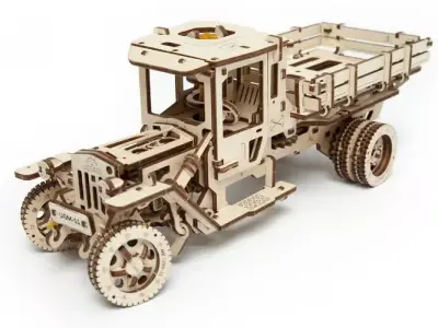 3D Wooden Vintage Truck Mechanical Puzzle Model 3D model