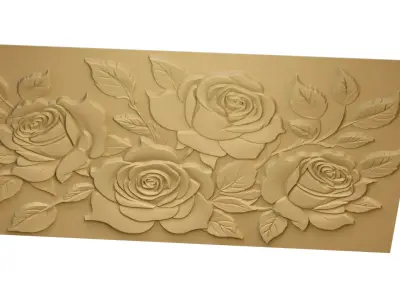  modern rose panel wall decor set relief stl mural CNC 301 3D model