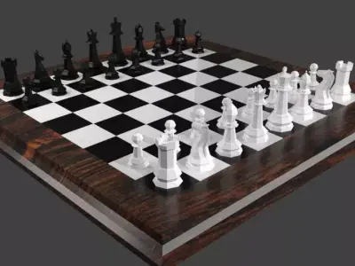 Classic Chess Set Low-poly 3D model