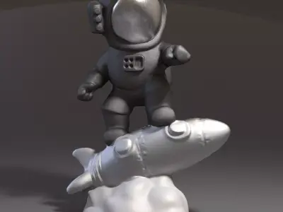 Astronaut on the Rocket Sculpture 3D print model
