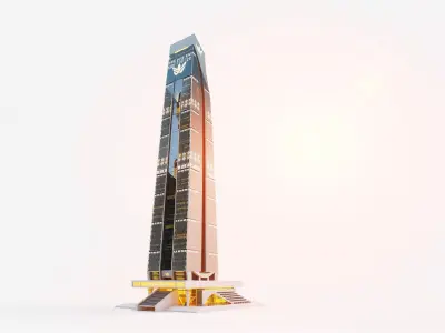 Futuristic Glass Skyscraper Architectural Composition model pack Low-poly 3D model