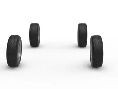 Wheel Set of New Zealand Vintage Stock car Scale 1 to 25 3D print model