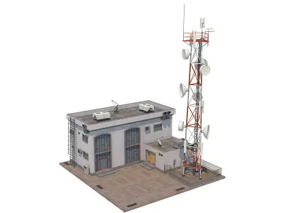 Radio Station - Communication Tower  Low-poly 3D model