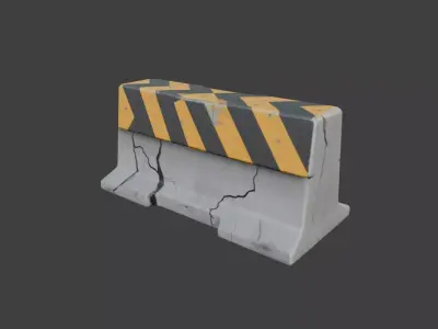 Broken Road Barrier Low-poly 3D model