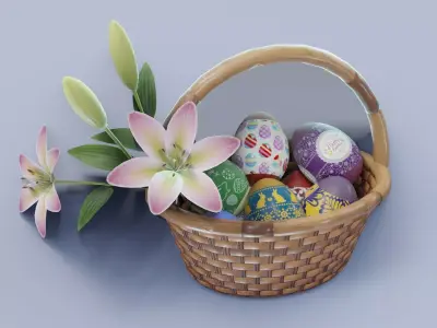 Easter Basket 3D Model Low-poly 3D model