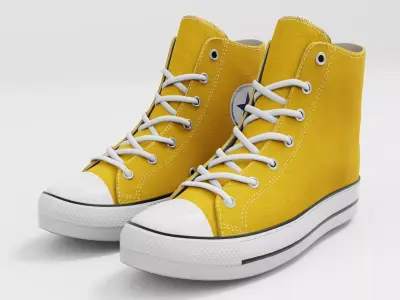 Converse All Star Style Unisex - Shoe Yellow PBR Low-poly 3D model