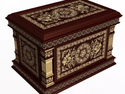 Chest 05 Red Low-poly 3D model