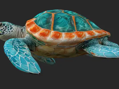 Sea Turtle Cartoons  Low-poly 3D model