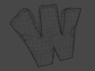 W letter valentine balloon Unity and UE4 Free low-poly 3D model