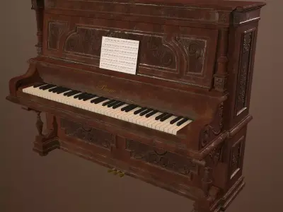 Antique Piano -PBR Game Ready 3D Low-poly 3D model