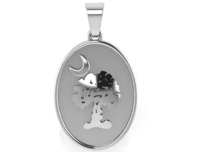 Tree Moon Oval Pendant 1982 3D print model