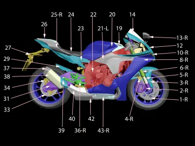 Yamaha YZF R1 2020 3D Model Ready to Print STL File 3D print model