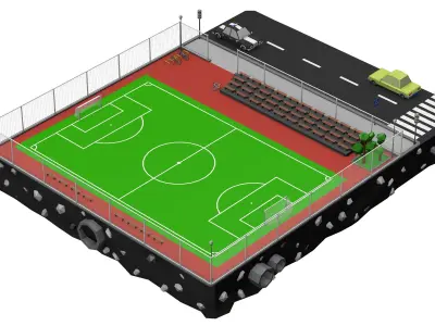 Football Soccer Field Low Poly 3d Model Low-poly 3D model
