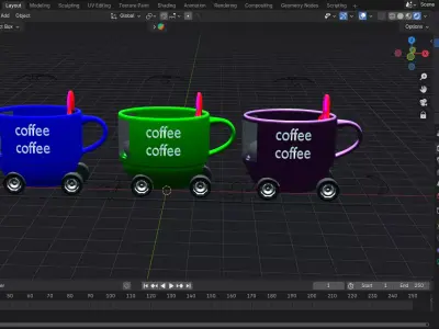 cartoon coffee cup car Low-poly 3D model