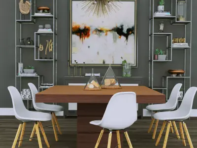 Set 21 dining room table and chairs 3D model