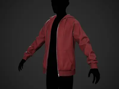 Red Open Hoodie Style 1 Low-poly 3D model