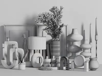 pampas decorative set 004 3D model