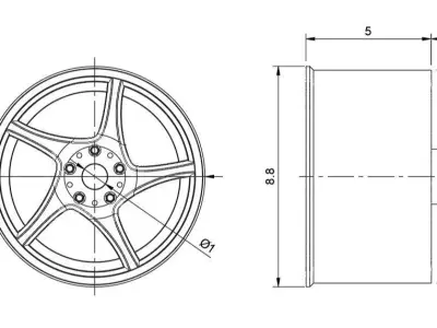 3SDM 3 35 FX RIMS FOR DIECAST 64 SCALE 3D print model