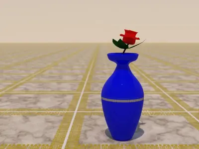 Flower Vase With Rose Flower 3D model