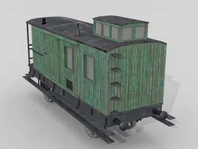 Old Bavarian baggage car Low-poly 3D model