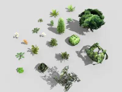 low poly foliage pack Low-poly 3D model