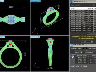 Luxury Square Halo Split Pave Solitaire Diamond Ring CAD 3D print model