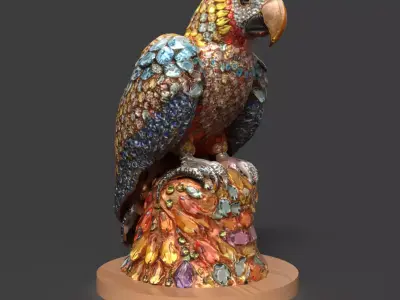 Chinese parrot  Low-poly 3D model