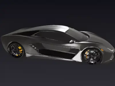 Matte Black Futuristic Concept Car 3D model