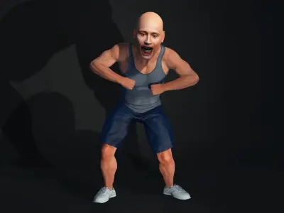 Dwayne Johnson The Rock 3D model Full Rigged and Animated Low-poly 3D model