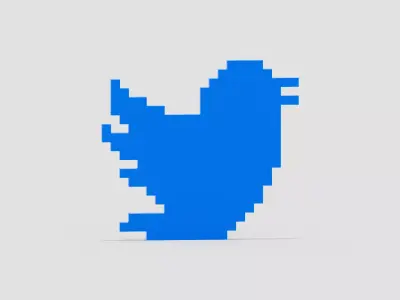 Pixel Blue Bird Symbol Low-poly 3D model