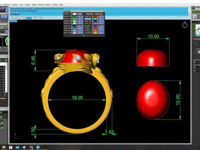 Luxury Floral Oval Ruby Ring for Women 3681 3D print model