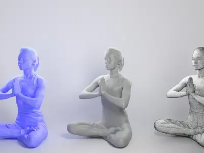 Woman in lotus pose 298 Low-poly 3D model