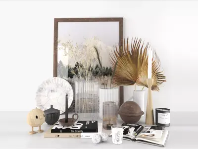 decorative set with dried flowers 3D model