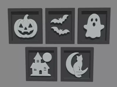 Halloween Pictures Frames Low-poly 3D model