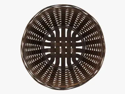 Wicker basket bowl with clipping path dark brown 3D model
