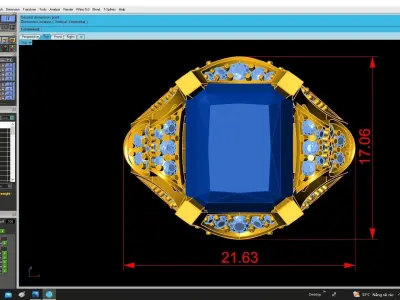 Luxury Emerald Cut Diamond Ring for Women 4824 3D print model