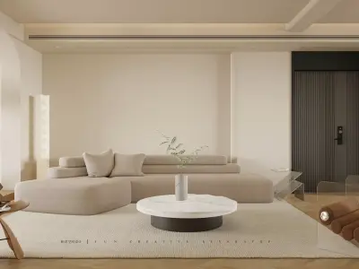 A Luxurious 3D Model of a Contemporary Living Space with CAD 3D model