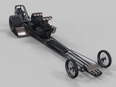 Front twin-engined dragster 3D model