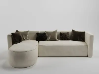 Sectional Sofa - Modern L-Shaped Comfortable Couch 3D model