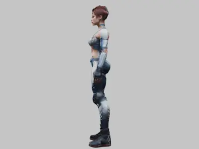 Lowpoly SciFi Female Wrestler Game-Ready 3D Asset   Low-poly 3D model
