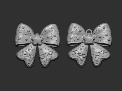 christmas tree star ribbon decor  3D print model