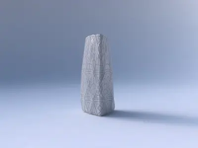 Vase curved tipping triangle with dense mosaic plates 3D print model