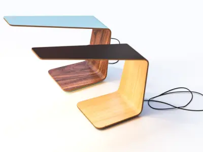 Wood lamps with LED lighting 3D model