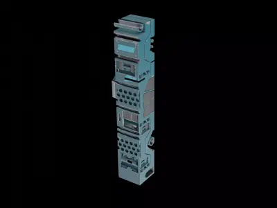 Sci-Fi Hard Surface Pillar with textures Low-poly 3D model